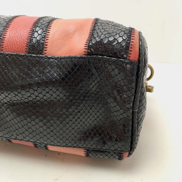 ISABELLA FIORE Leather Pink Black Handbag Purse - Picture 11 of 14